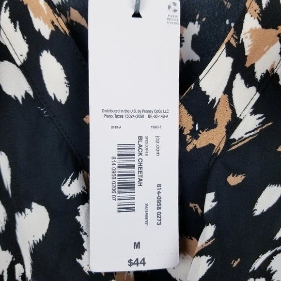 Liz Claiborne Black Cheetah Ruffle Blouse NWT, size Medium - Picture 4 of 8